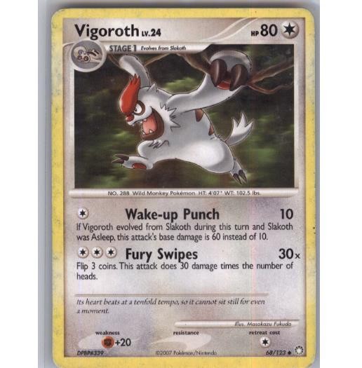 Vigoroth 68/123 Uncommon Mysterious Treasures Pokemon Moderately Played