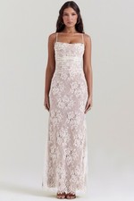 House Of CB Artemis Vintage Cream Lace Maxi Dress Size Large