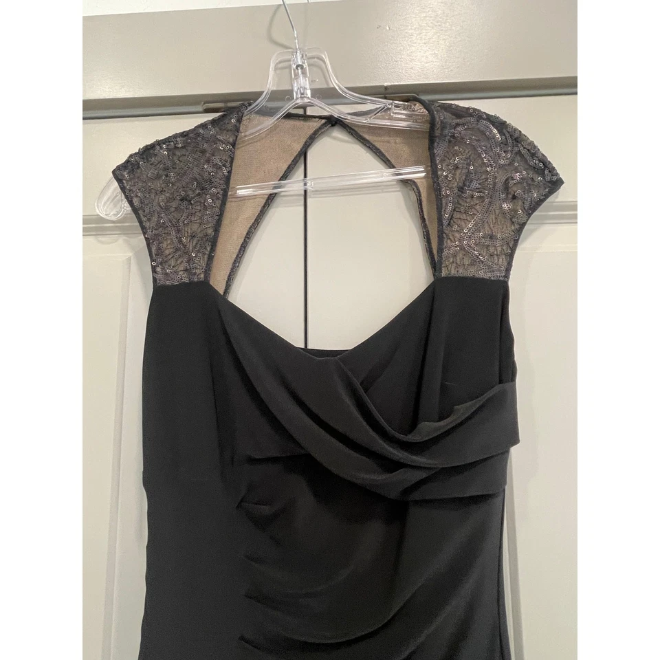 Lauren Ralph Lauren Sequins Maxi Gown Evening Party Dress Women's Size 4 Black - Image 3 of 4