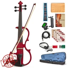 MeloCrest Violon électrique silencieux 4/4 Rouge