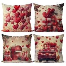 Valentine Pillow Covers 18x18 Inch Set of 4 Heart Pillow Valentines Day Heart