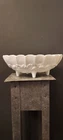 Indiana Milk Glass Large Oval Embossed Fruit Footed Bowl Vintage