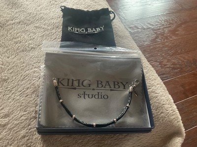 King Baby Studio MULTI STRANDED LEATHER BRACELET WITH SILVER RONDELLE BEADS
