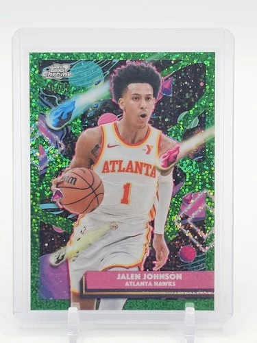 JALEN JOHNSON 2025-26 TOPPS CHROME COSMIC GREEN SPACE DUST /99 #29 HAWKS Q4935