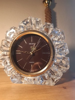 SEIKO Kaminuhr Tisch Uhr Cristal Glass Alarm Quartz Uhr Japan