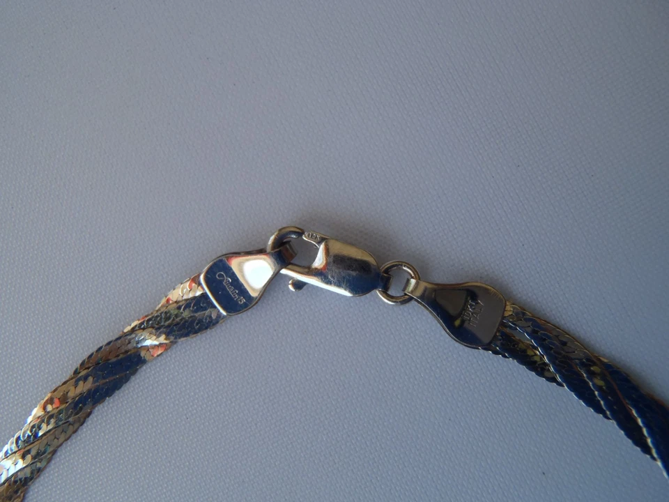 Pulsera Aurafin de espiga trenzada de oro blanco de 10 quilates 2,87 g Foto 4 de 4