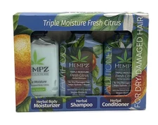 Hempz Triple Moisture Fresh Citrus Trio Gift Set(Shampoo Conditioner Moisturizer