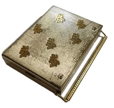 Vintage Volpte USA Mirror Compact Makeup Powder Case Gold Floral Vanity MCM 