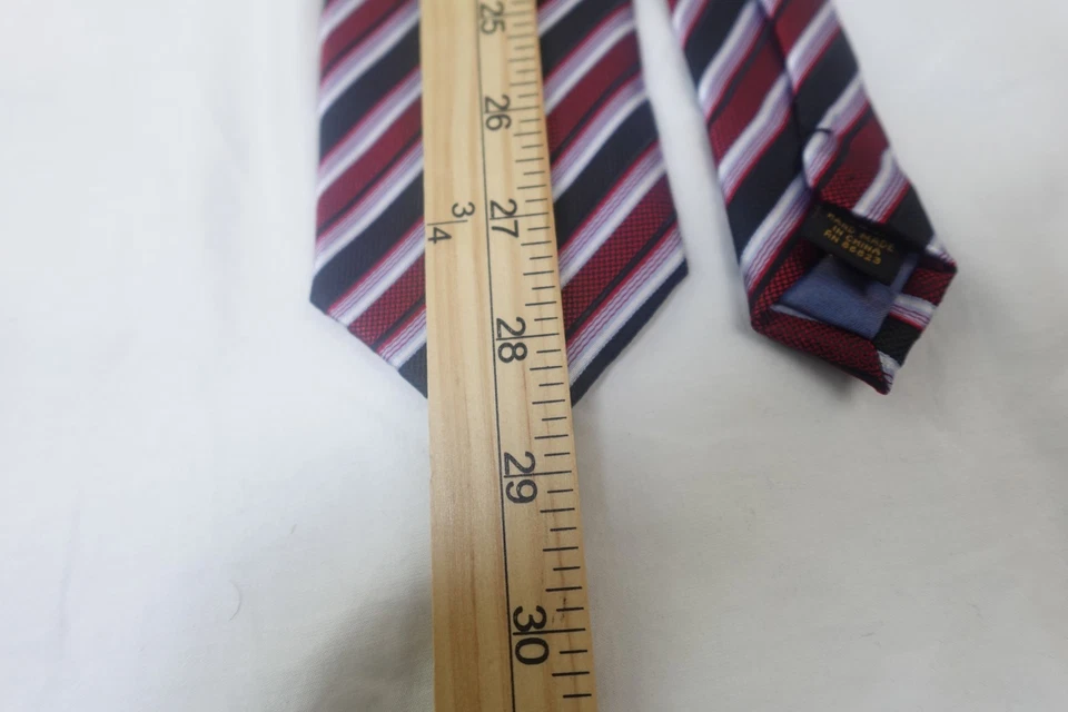 Corbata Alexander Julian Colores Roja Azul Marino Rayas Clásica Negocios Hecha a Mano Foto 4 de 4