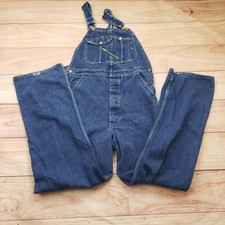 Key Imperial Overalls Men 35 Blue Denim Bib Workwear Carpenter Pocket Adjustable