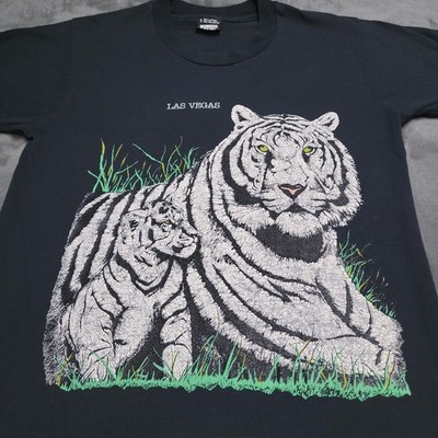 Vtg 80s Siberian Tiger Las Vegas Siegfried And Roy Small Shirt Single Stitch 