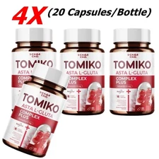 4X Tomiko Asta Complex Plus Gluta Q10 Tomato Dietary Supplement Acne Bright Skin