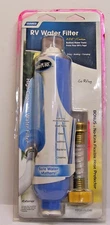 NEW Camco Taste Pure RV Water Filter W/ No Kink Flexible Hose Protector H Flow