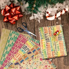 6 Sheet Birthday Wrapping Paper for Presents Wrap for Adults Cardboard Square