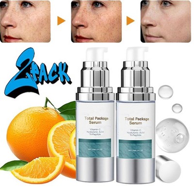 2PCS Total Package Serum, All-In-One Vitamin C, Hyaluronic Acid, Peptides Serum