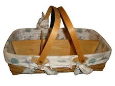 1996 Longaberger Basket Combo Swing Handles & Wooden Divider 18"x12"x4"
