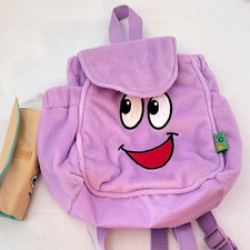 Dora Dora the Explorer Purple Plush Polyester Small Backpack Hook Loop Strap
