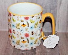 10 Strawberry Street Bella Multi Color Floral Mug Cup with Flowers & Bees NEW
