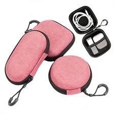 Portable EVA Hard Pink Earbud Case Storage Carrying Travel Protective Earphone