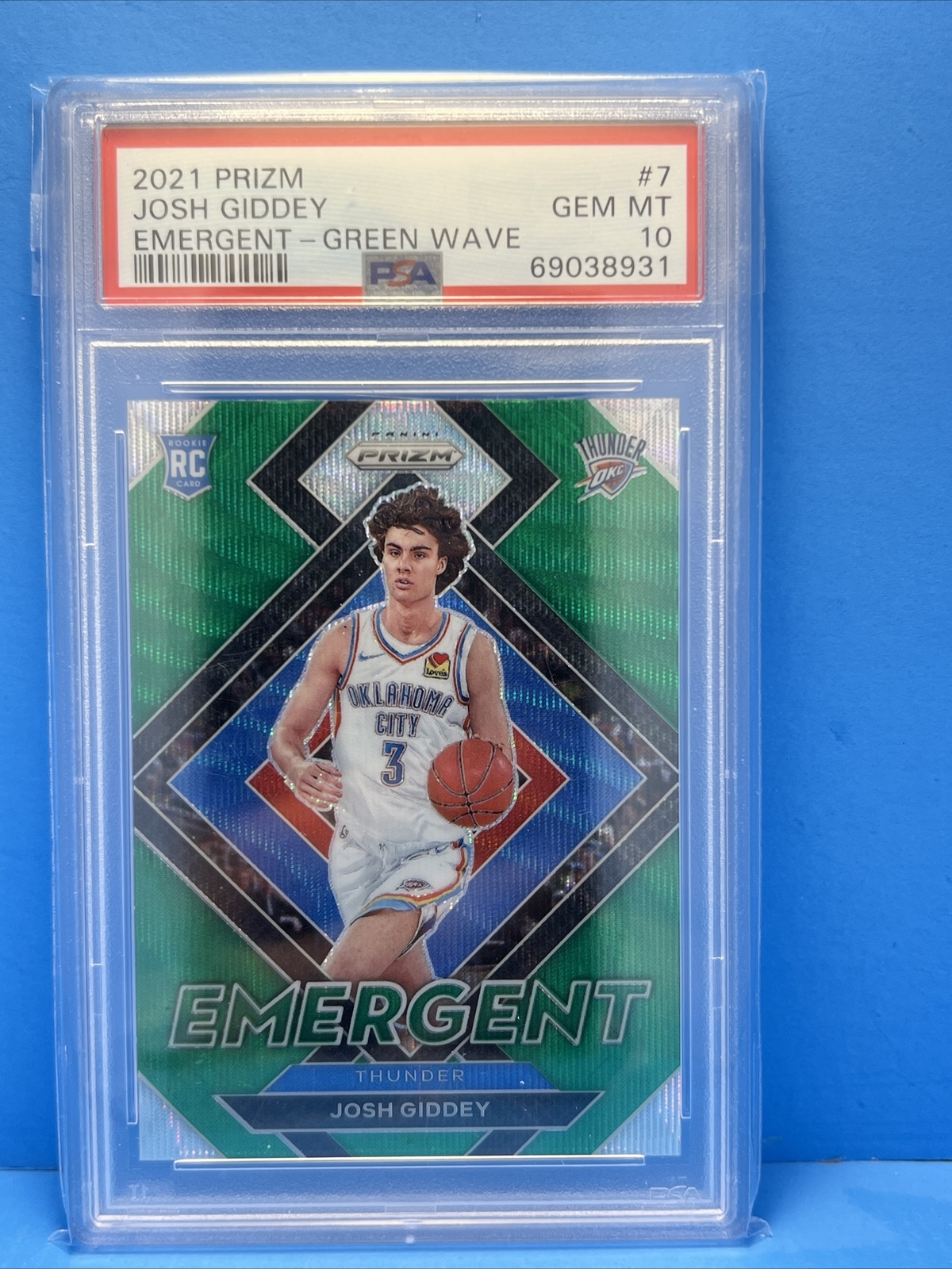 Josh Giddey 2021-22 Prizm Emergent Green Wave #7 PSA 10
