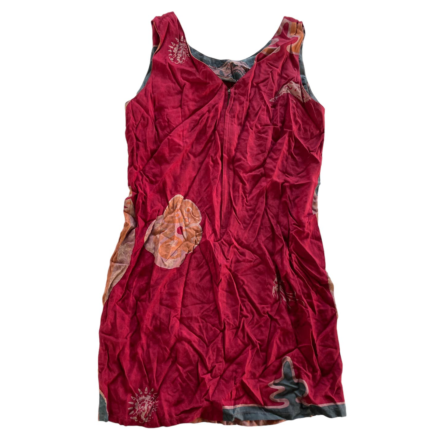 Bali Batiks Dress Womens Medium Red Orange Print Sleeveless Resortwear