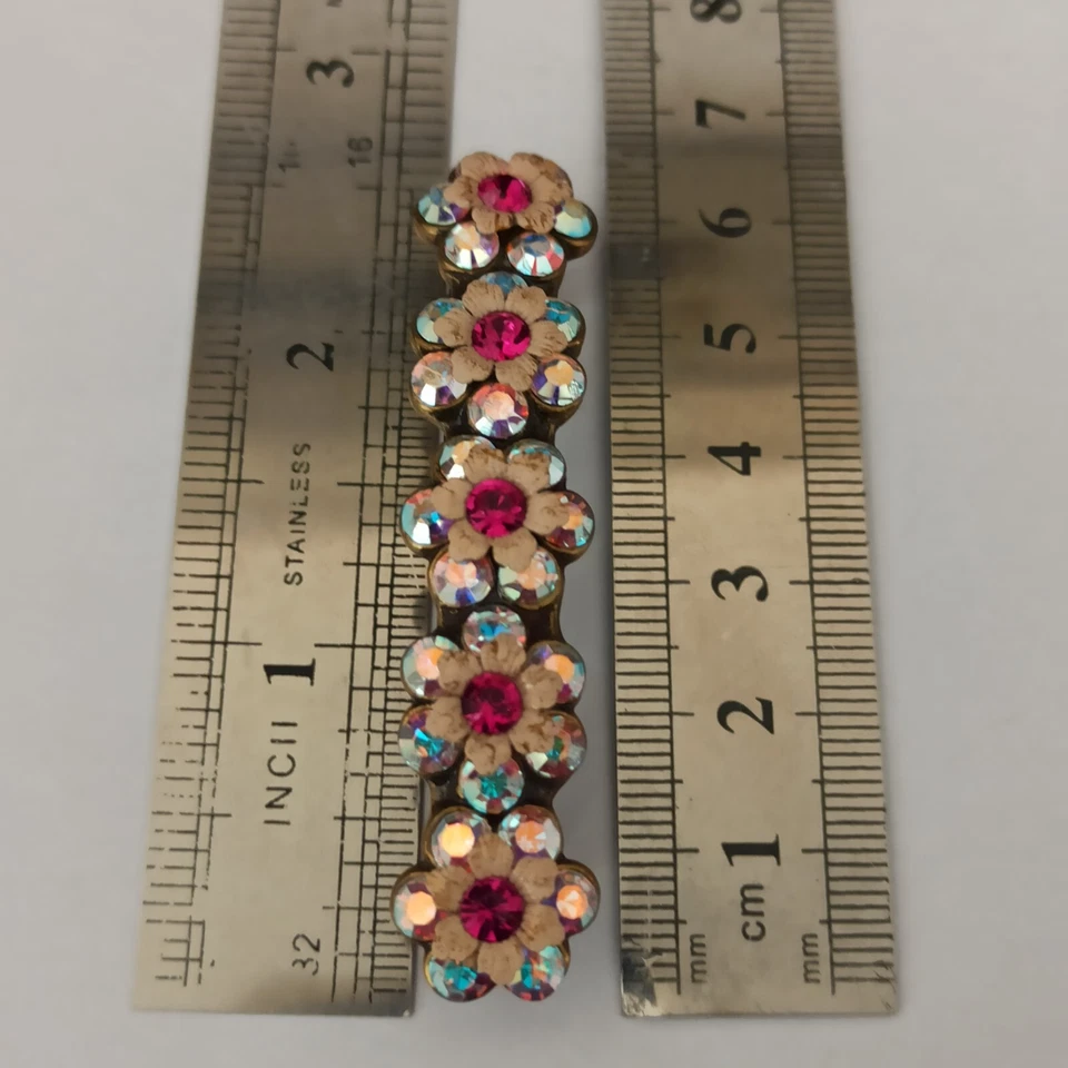Pinza de pelo Michal Negrin rosa aurora boreal flores con caja de cristales de Swarovski Foto 3 de 4