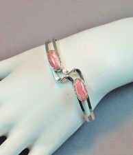 Native American Rhodochrosite Sterling Silver Cuff, Rhodochrosite Bracelet