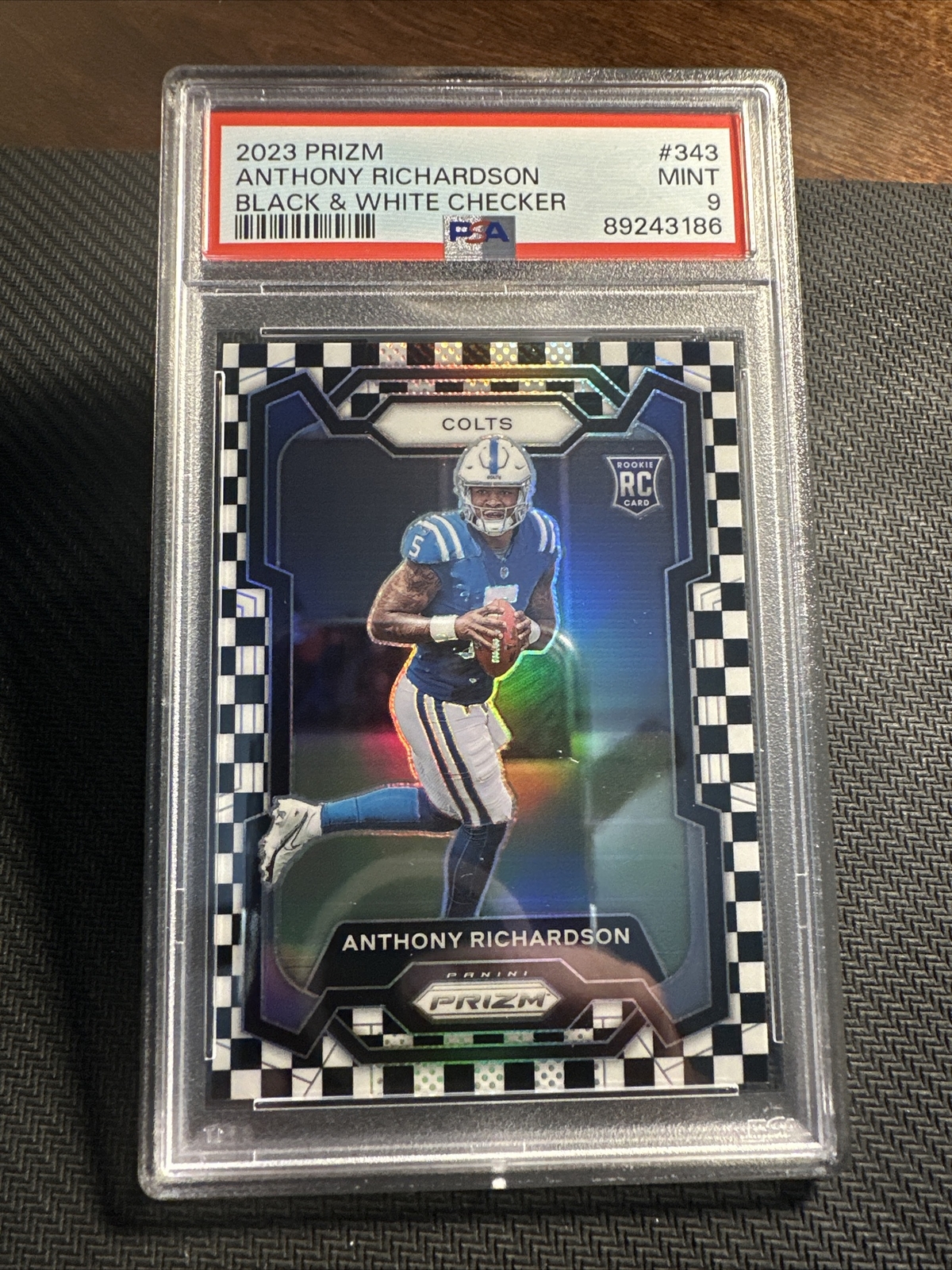 ANTHONY RICHARDSON PSA 9 2023 PANINI PRIZM #343 ROOKIE BLACK WHITE CHECKER PRIZM