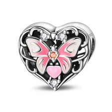 KUNSIR 925 Sterling Silver Butterfly Charm For European Bracelet Bead DIY Gifts
