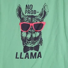 No Prob LLAMA Green Size Large Llama T Shirt