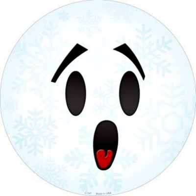 Surprise Face Snowflake 12'' Round Metal Sign Winter Snow Holiday Emoji Decor