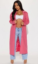 Women’s Barbie Pink Faux Leather Trench Coat S