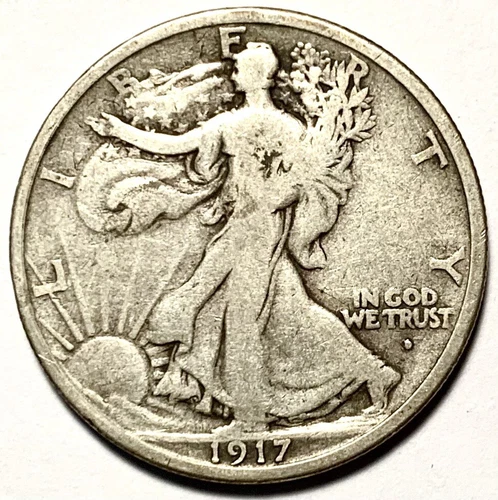 1917-D (OBV) ORIGINAL WALKING LIBERTY HALF BETTER DATE VERY GOOD