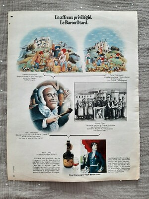 Antique Baron Otard Press Advertising - Old Paper Advert 1970