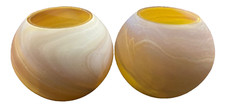 Set of 2 Satin Swirl Glass Made in India Vases *F