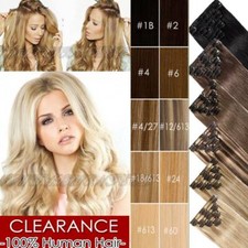 CLEARANCE 8pcs Clip in Real REMY Human Hair Extensions Full Head Ombre Balayage