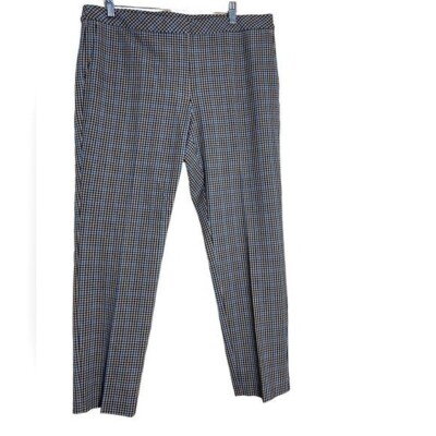 J. Jill Womens 16 Pants Premium Bi-Stretch Slacks Blue Tan Plaid Check NWT