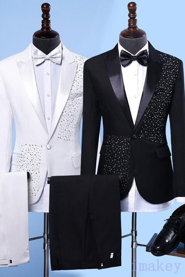 MANZINI GQ-400 2-Piece Slim-Fit Men's Rhinestone Double Breast Tuxedo Jacket Royal main image 1