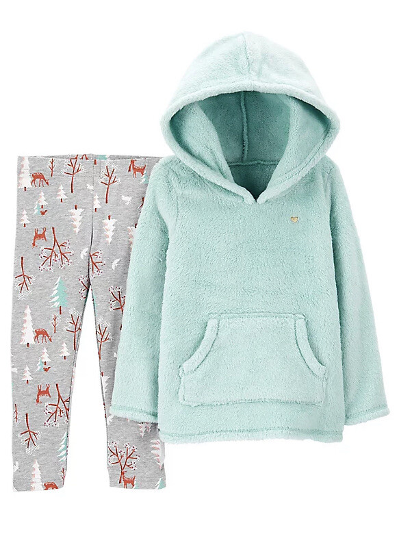 Baby Girl Carter's Fuzzy Hoodie & Leggings Set. Size 24 Months