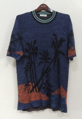 Scotch & Soda Amsterdam Couture Sweater dress Palm Navy/Brown Ribbed Large Women