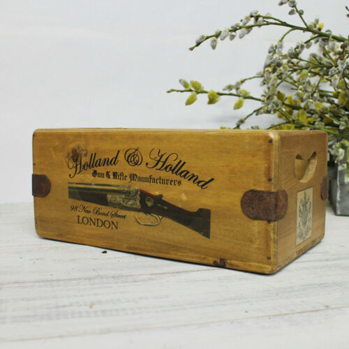 Holland & Holland Gun Shooting Wooden Crate Vintage Display Box  - Afbeelding 1 van 25