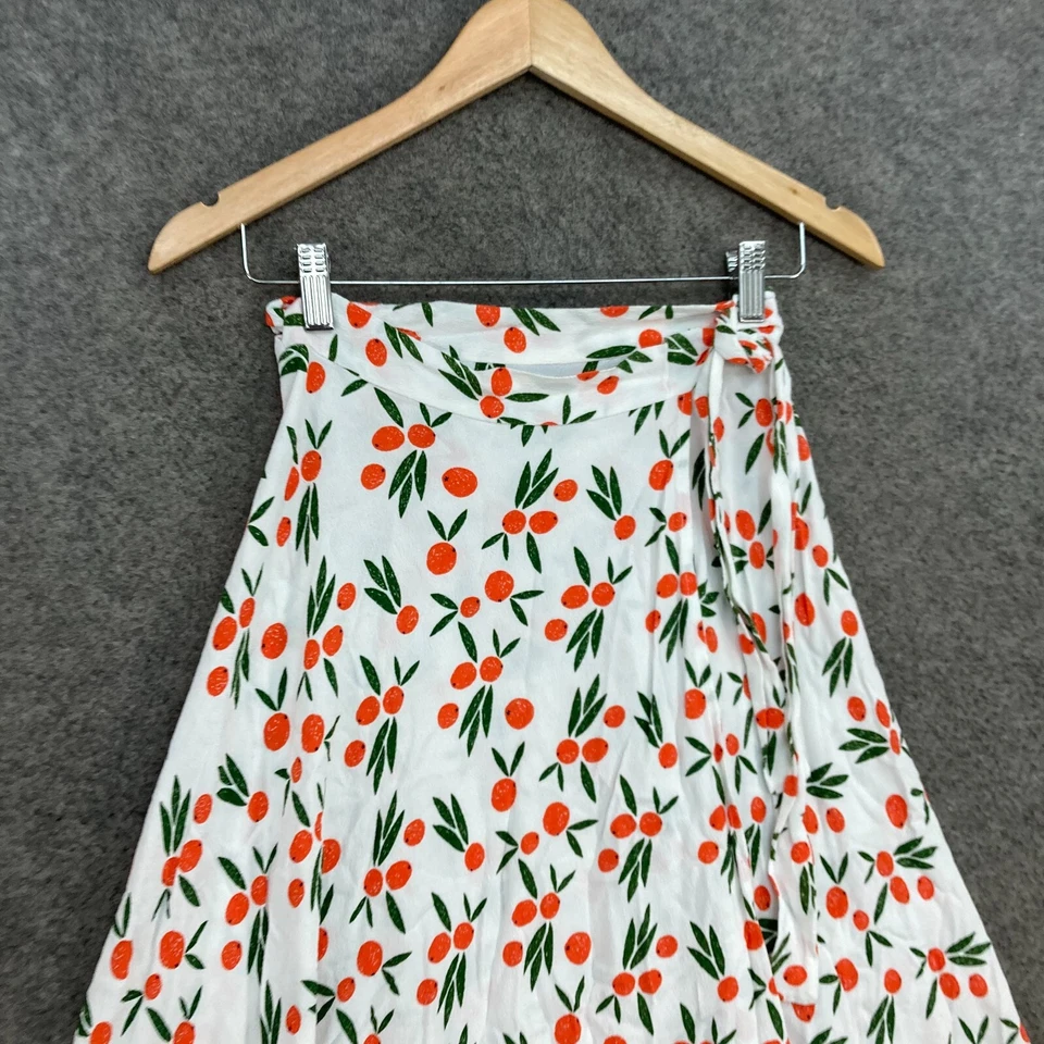 Falda Bec & Bridge Mujer 8 Blanco Naranjas Envolvente Corbata Midi Línea A Acampanada 31809 Foto 3 de 4