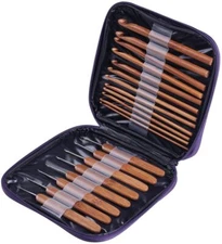20 Pcs Bamboo Crochet Hooks Needles Set Hook Case Knitting Yarn Craft Ergonomic