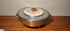 Vintage Mcm Chafing Dish( Made In Italy) With Pyrex #595 Divided Glass Insert