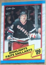 1989-90 O-Pee-Chee Brian Leetch Rookie Year Hockey card.  89 Highlights #326