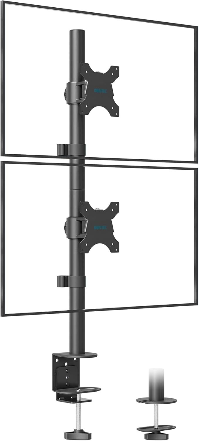 Stacked Array Supports Vertical Dual Monitor Desk Mount for 13-34 Inch Screens
