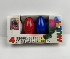 C7 Replacement Bulbs Indoor Outdoor Multicolor Vintage 1994 New 4-Pack Christmas