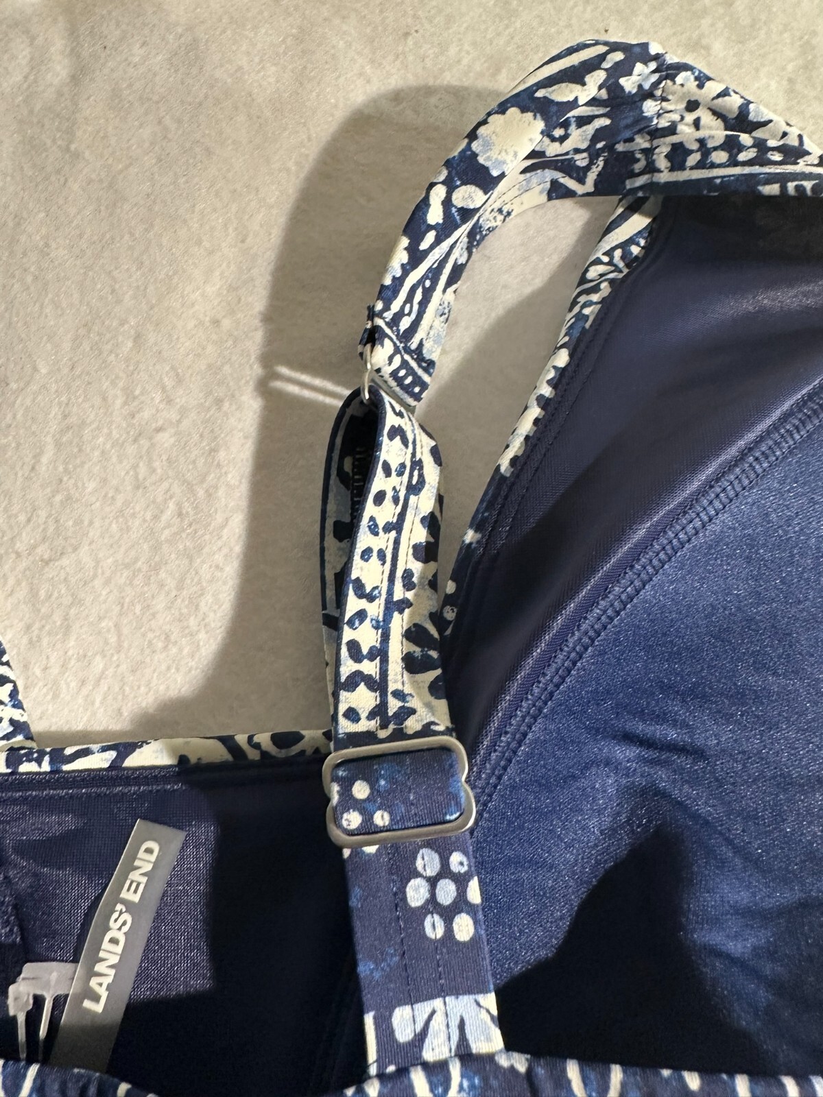 Lands' End Blue Patchwork Tummy Control Padded Ta… - image 11