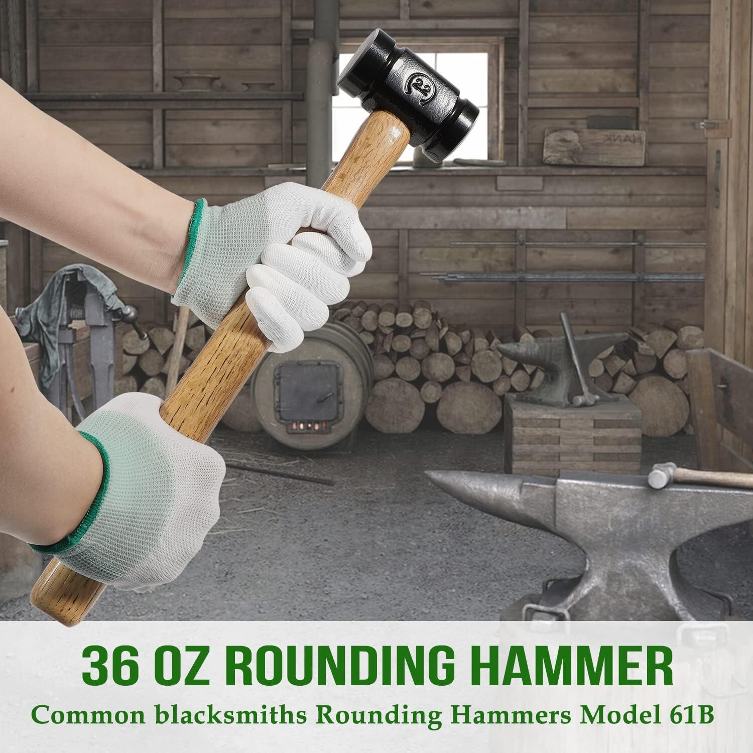 36 OZ Steel Blacksmith Rounding Forging Hammer Handmade Farrier Forge ...