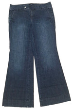 Tommy Hilfiger Womens Jeans Sz 12 Dark Wash Mid Rise Wide Trouser Stretch